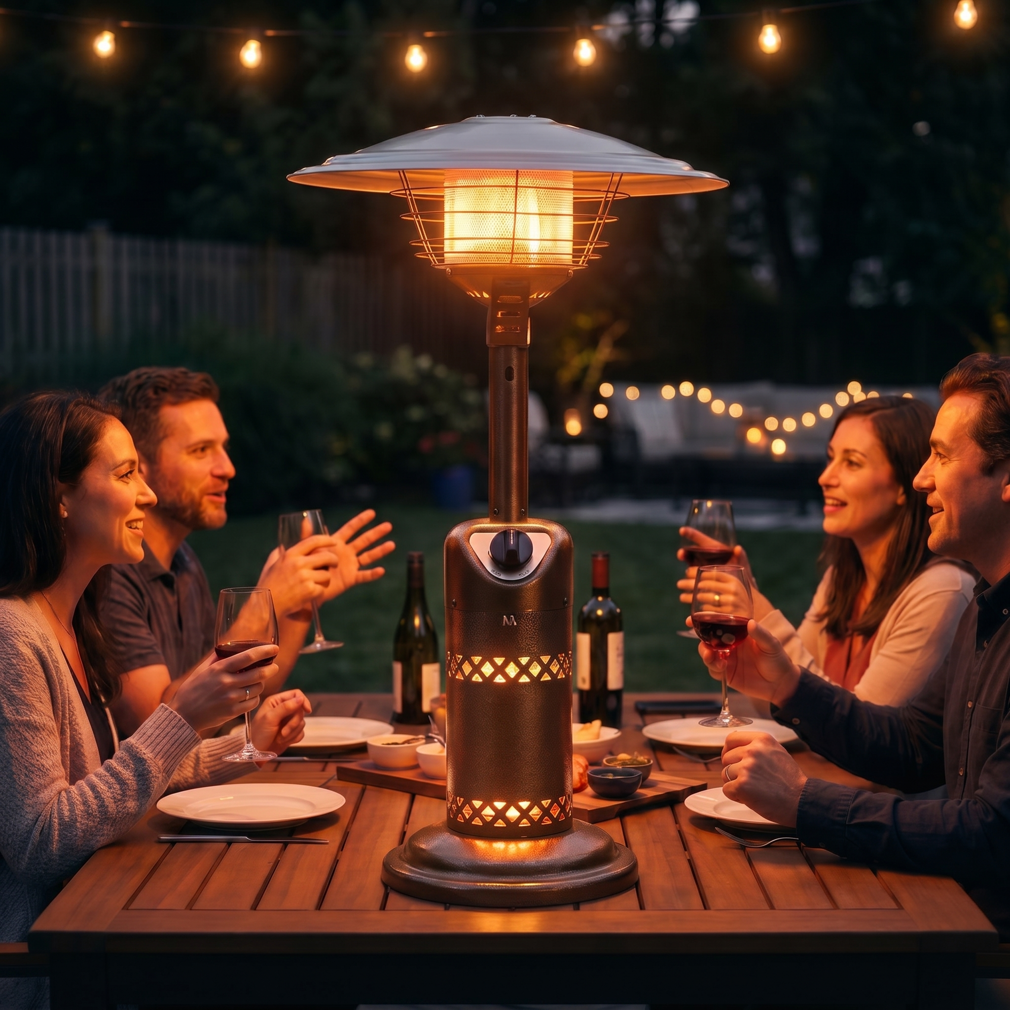 Patio Heater Propane | Bronze Hammered Finish | Outdoor Dining Table Heater