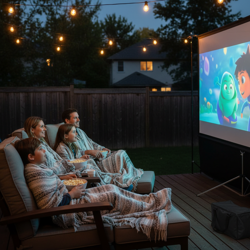 Outdoor Movie Projector Screen 120" with Stand | 16:9 Ultra HD 8K | Portable Backyard