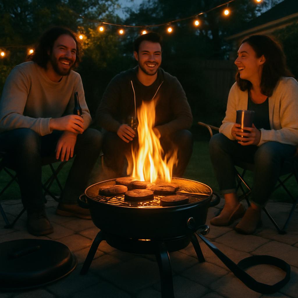 Portable Propane Fire Pit | 58,000 BTU | Grill Grate, Cover & Carry Strap Included